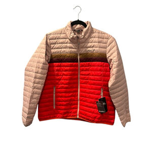 Eddie Bauer NWT Feather Down EB 650 Puffer Jacket Size XL Stripes 80/20 Pockets